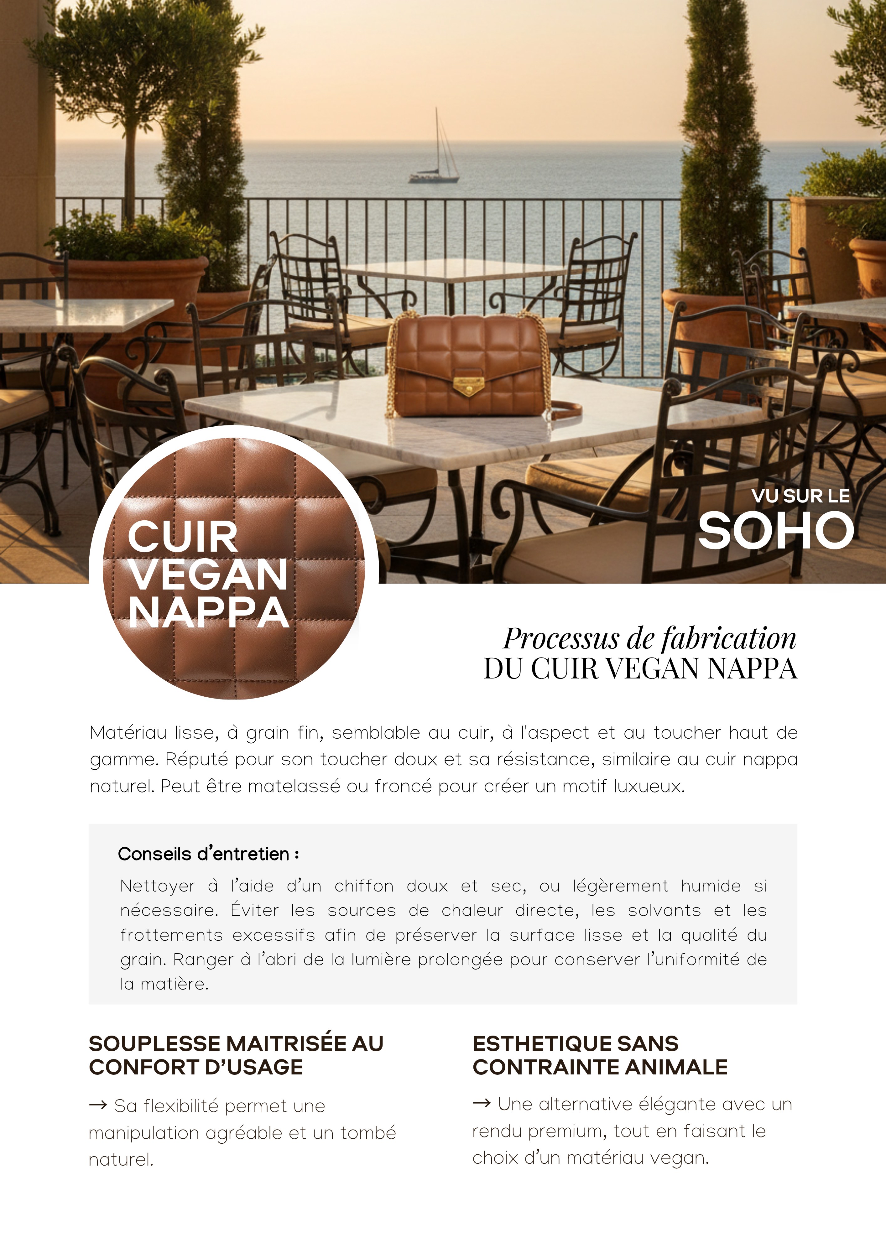 Module new joiner sur le cuir vegan nappa